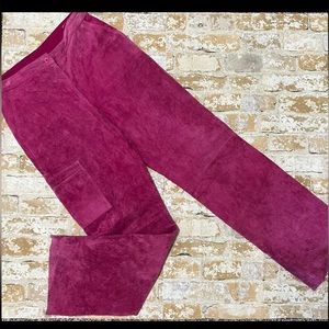 Vintage barbie pink suede leather lily pulitzer cargo pants